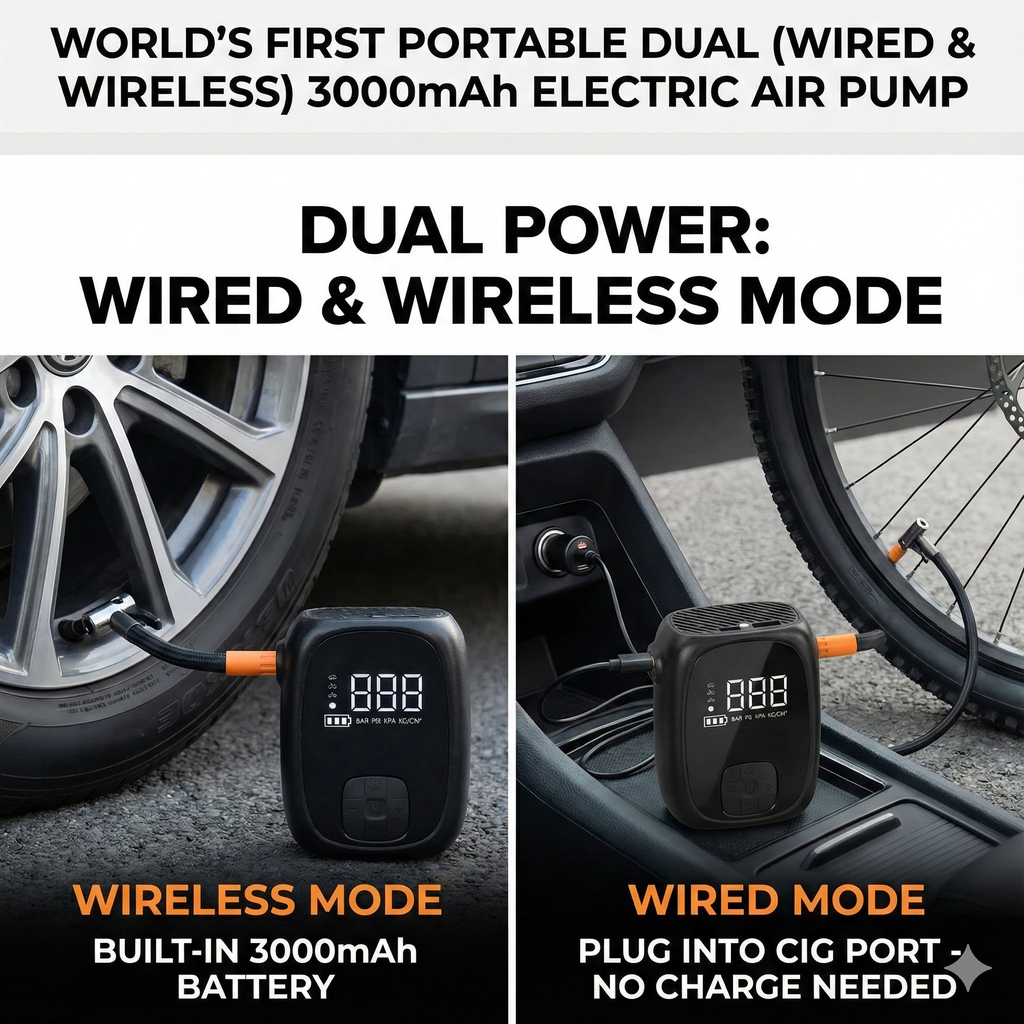 OLOPUMP Pocket-Sized Powerhouse First DUAL-MODE 3000mAh Wireless and Wired